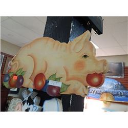 WOOD WALL HANGING - LARGE PIG