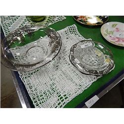 STERLING SILVER ACCENTED GLASSWARE BOWLS - 2 TTL