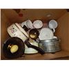 Image 1 : BOX ASSORTED DISHES - SAUCE POT WITH LID (REALLY GOOD CONDITION) AND MORE