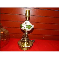 VINTAGE BRASS AND WHITE GLASS LAMP