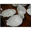 Image 1 : MILK GLASS - 2 SHELL DISHES AND 1 GRAVY BOAT