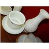 Image 1 : MILK GLASS - RIBBED BOW, POT AND HOBNOB VASE (chip)