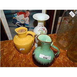VINTAGE JUICE JUGS (2) & 1 VASE