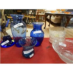 DEPRESSION GLASS - COBALT BLUE - VASES - 3