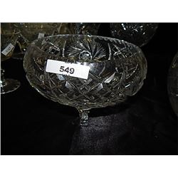 PIN WHEEL CRYSTAL - BOWL SET ON 3 FEET