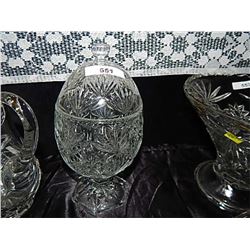 CRYSTAL EGG SHAPED DISH WITH LID