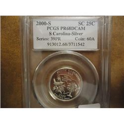 2000-S SILVER SOUTH CAROLINA QUARTER PCGS PR68DCAM