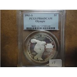 1983-S OLYMPIC SILVER DOLLAR PCGS PR66 DCAM