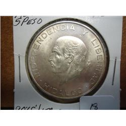 1956 MEXICO SILVER 5 PESO .4178