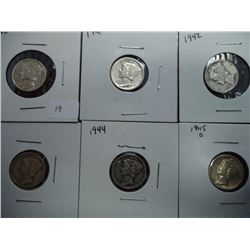 1940,41,42,43-S,44 & 45-D MERCURY DIMES