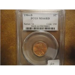 1984-D LINCOLN CENT PCGS MS66RD