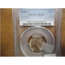 1945-S 35% SILVER JEFFERSON WAR NICKEL PCGS MS65