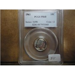 1961 SILVER ROOSEVELT DIME PCGS PR68