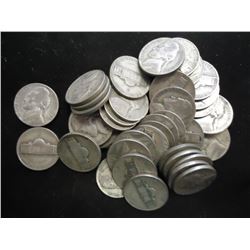 ROLL OF 40-35% SILVER JEFFERSON WAR NICKELS