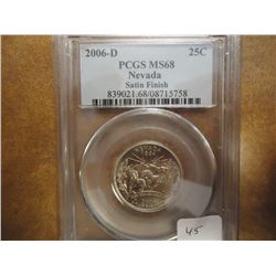 2006-D NEVADA QUARTER PCGS MS68 SATIN FINISH
