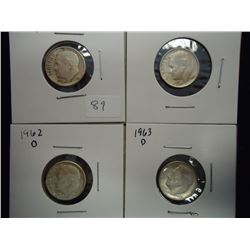 1960-D,61,62-D & 63-D SILVER ROOSEVELT DIMES