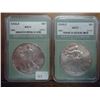 Image 1 : 2002 & 2003 AMERICAN SILVER EAGLES NTC MS70'S