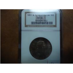 1951 BOOKER T. WASHINGTON HALF DOLLAR NGC MS64