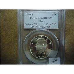 2000-S SILVER KENNEDY HALF DOLLAR PCGS PR69 DCAM