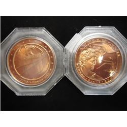 2- 1 1/2  BRONZE SPACE MEDALS APOLLO 16 & 17