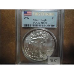 2012 AMERICAN SILVER EAGLE PCGS MS70 1ST STRIKE