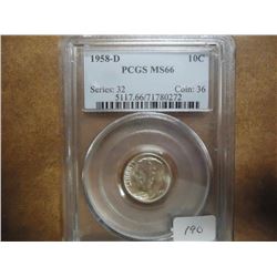 1958-D SILVER ROOSEVELT DIME PCGS MS66