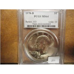 1978-D IKE DOLLAR PCGS MS64