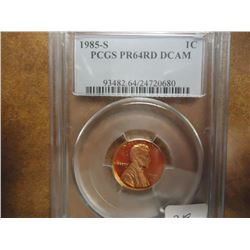 1985-S LINCOLN CENT PCGS PR64RD DCAM