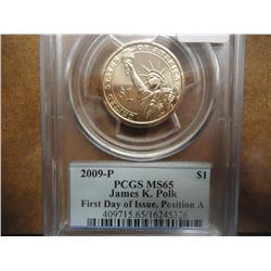 2009-P POLK DOLLAR PCGS MS65 POS. A