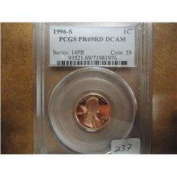 1996-S LINCOLN CENT PCGS PR69 RD DCAM