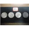 Image 1 : 4 MISC. SILVER HALF DOLLARS IN VINTAGE HOLDER