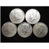 Image 1 : 5 ASSORTED 40% SILVER KENNEDY HALF DOLLARS