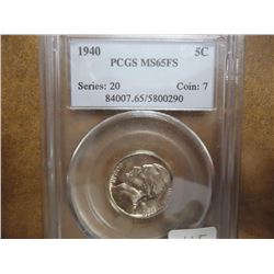 1940 JEFFERSON NICKEL PCGS MS65 FS