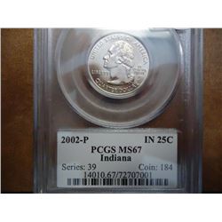 2002-P INDIANA QUARTER PCGS MS67