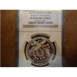 2013-P AUSTRALIA SILVER 50 CENT NGC PF69 ULTRA CAM