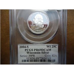 2004-S SILVER WISCONSIN QUARTER PCGS PR69 DCAM