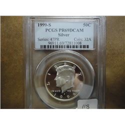 1999-S SILVER KENNEDY HALF DOLLAR PCGS PR69 DCAM