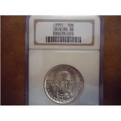 1951 BOOKER T. WASHINGTON HALF DOLLAR NGC MS65