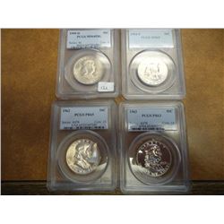 4-FRANKLIN HALF DOLLARS IN PCGS SLABS SEE DESCR.