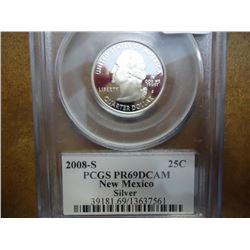 2008-S SILVER NEW MEXICO QUARTER PCGS PR69 DCAM