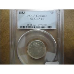 1883 NO CENTS LIBERTY "V" NICKEL PCGS GENUINE