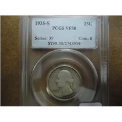 1935-S WASHINGTON SILVER QUARTER PCGS VERY FINE 30