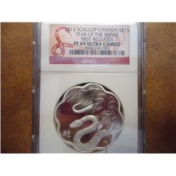 2013 CANADA SCALLOP SILVER $15 NGC PF69 ULTRA CAM