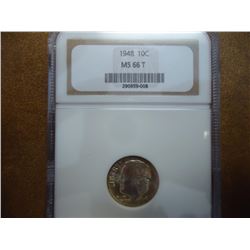 1948 SILVER ROOSEVELT DIME NGC MS66T