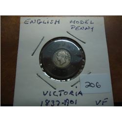 1837 ENGLISH MODEL PENNY BI-METAL VERY FINE