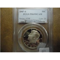 1987-S KENNEDY HALF DOLLAR PCGS PR69DCAM