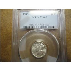 1942 MERCURY DIME PCGS MS65