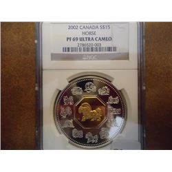 2002 CANADA SILVER $15 NGC PF69 ULTRA CAMEO