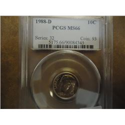 1988-D ROOSEVELT DIME PCGS MS66