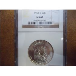 1962-D FRANKLIN HALF DOLLAR NGC MS64